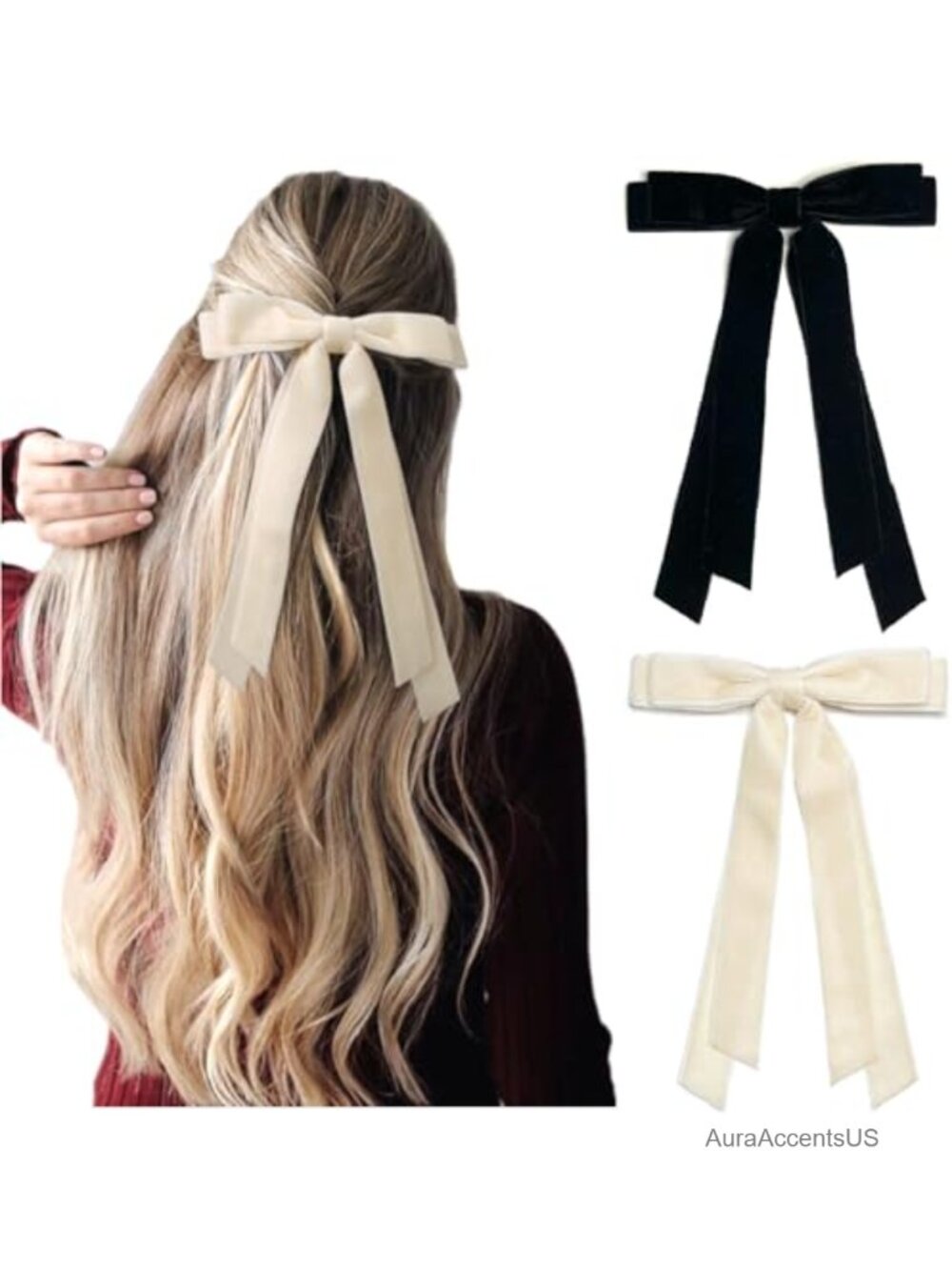 Velvet Hair Bows Set Alligator Clips Accessories for Women Girls